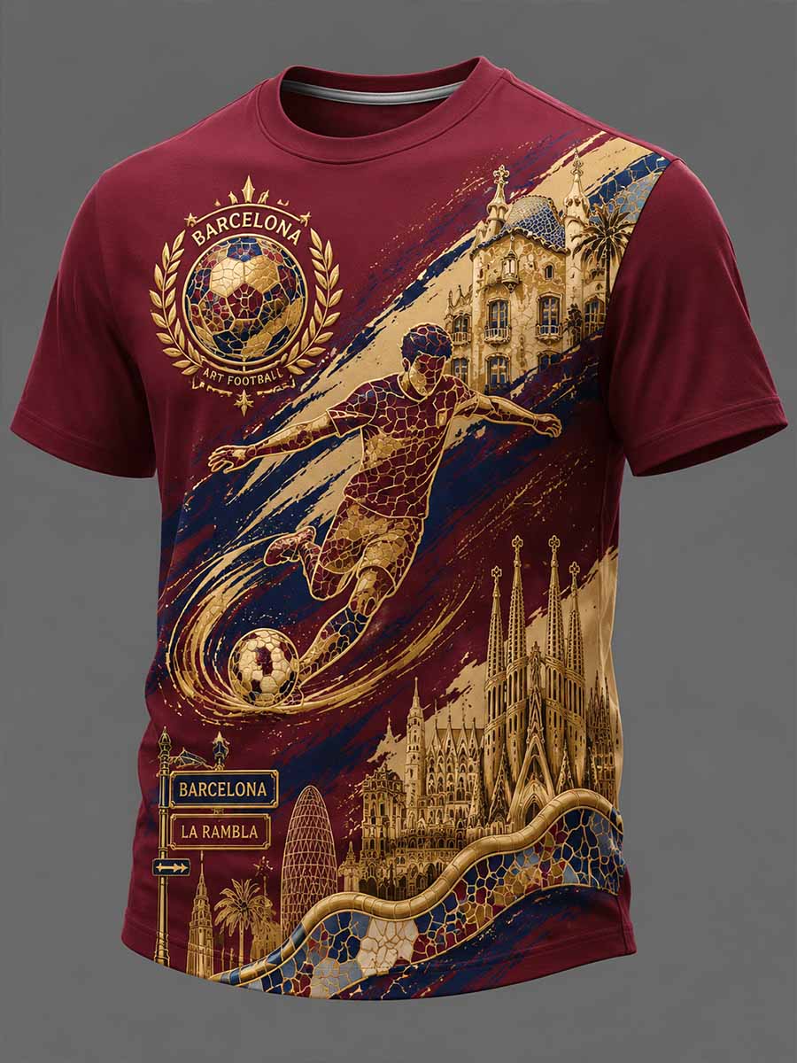 Camiseta con estampado conmemorativo de fútbol para hombre