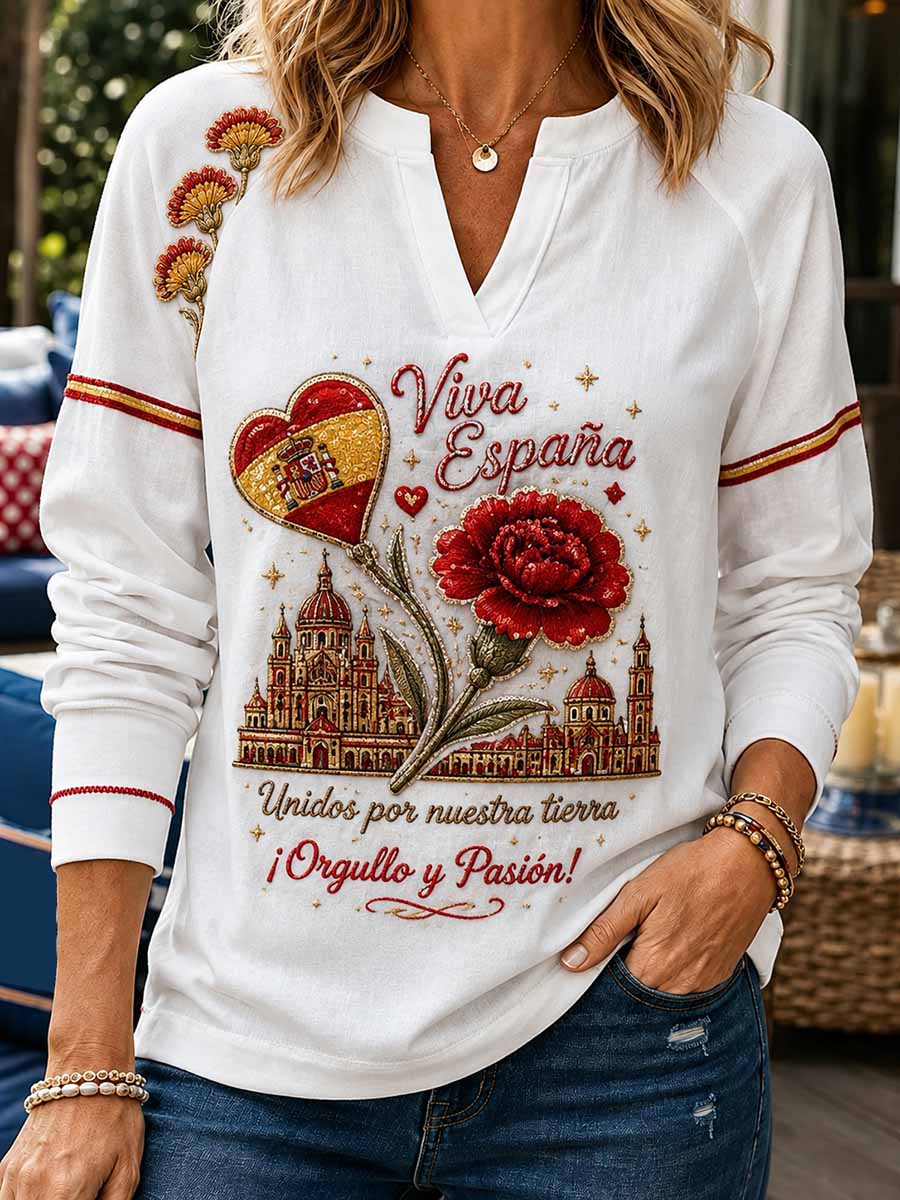 Camiseta estampada conmemorativa patriótica española de las mujeres