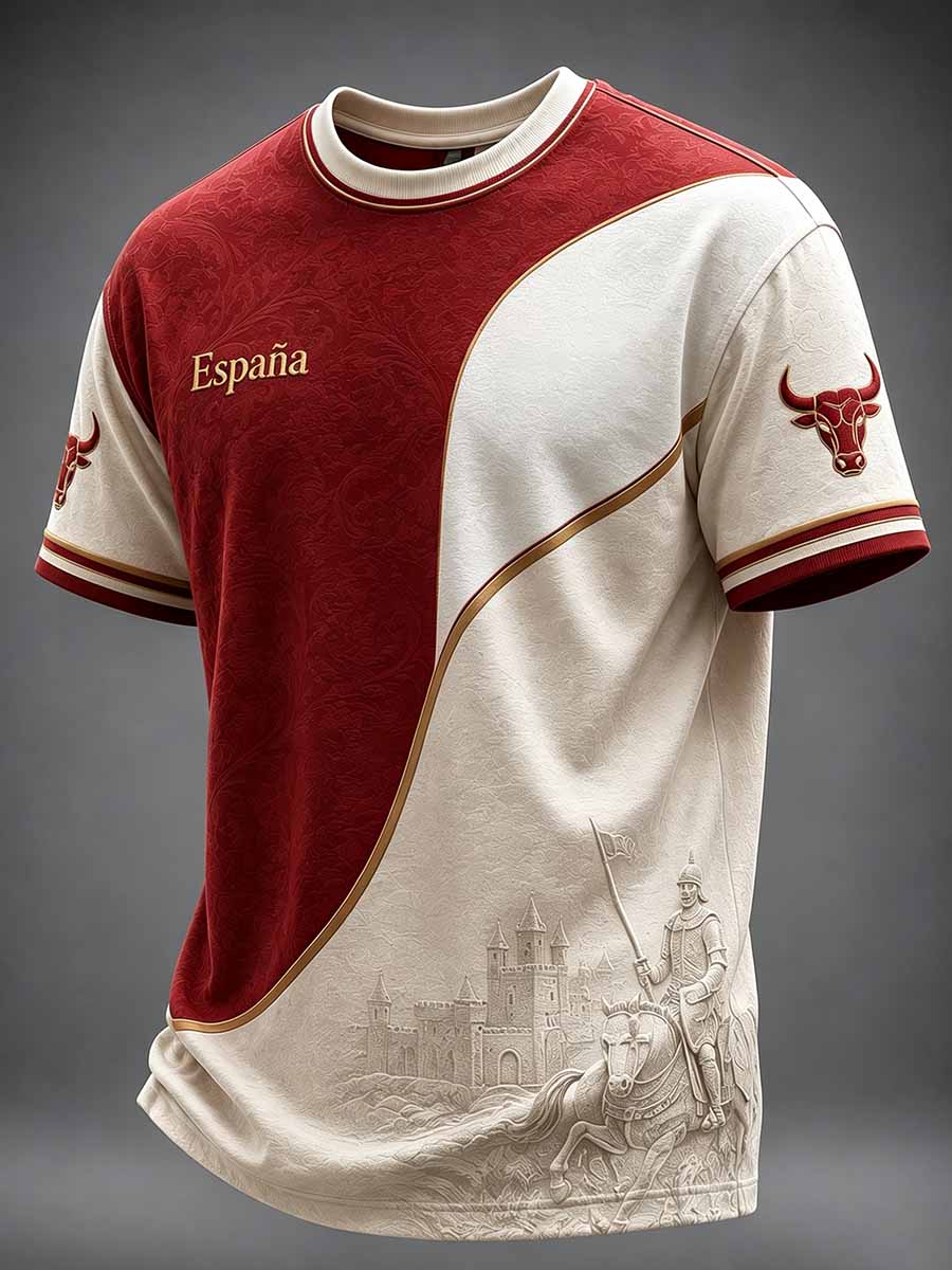 Camiseta masculina con estampado conmemorativo patriótico español