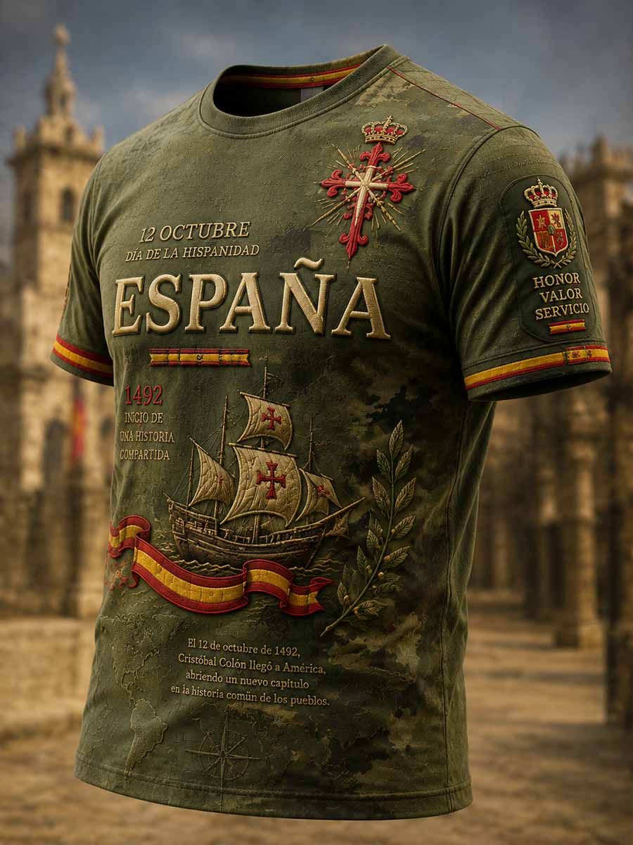 Camiseta con estampado cultural del Día Nacional de España para hombre