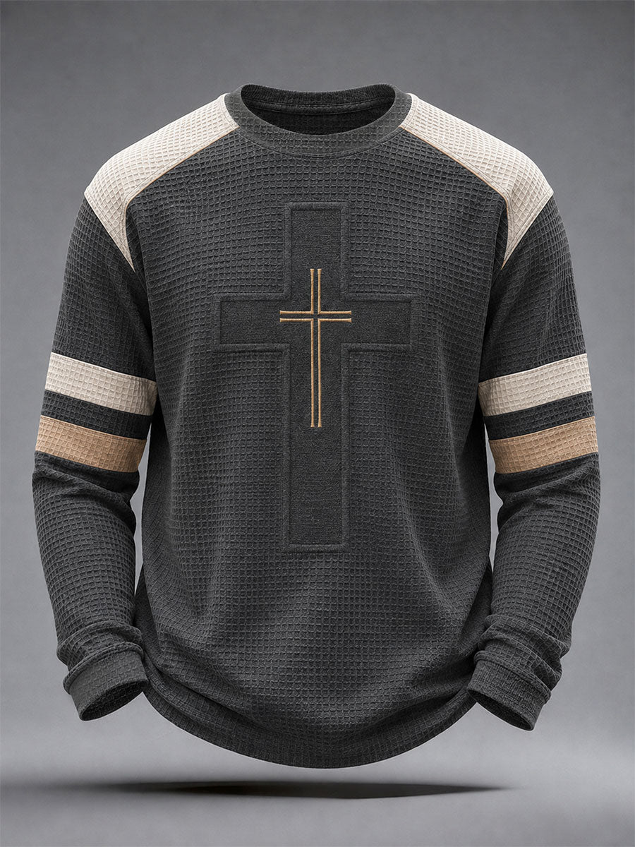 Camiseta de waffle con cruz para hombre