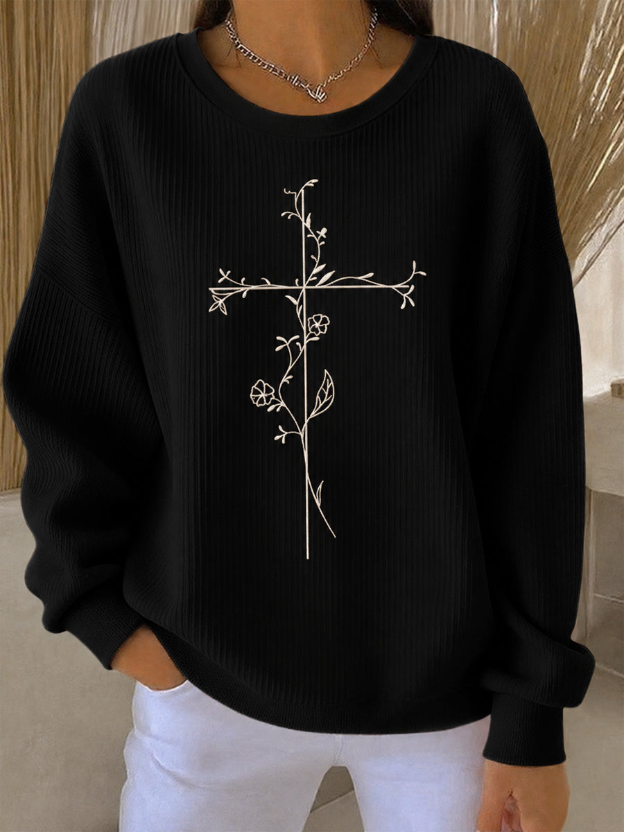 Sudadera casual con estampado de fe para mujer