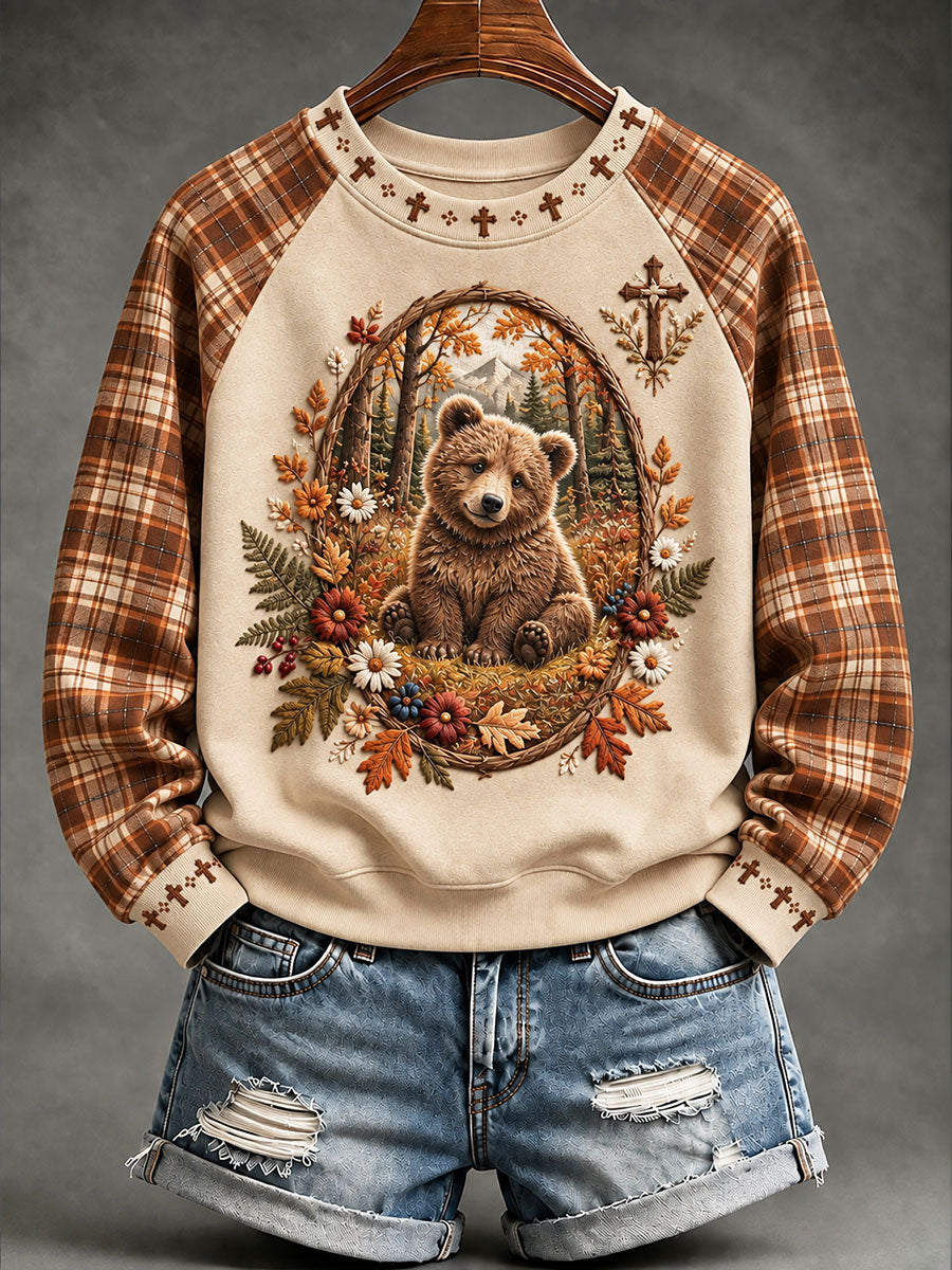 Sudadera de manga raglán casual animal de otoño de fe para mujer
