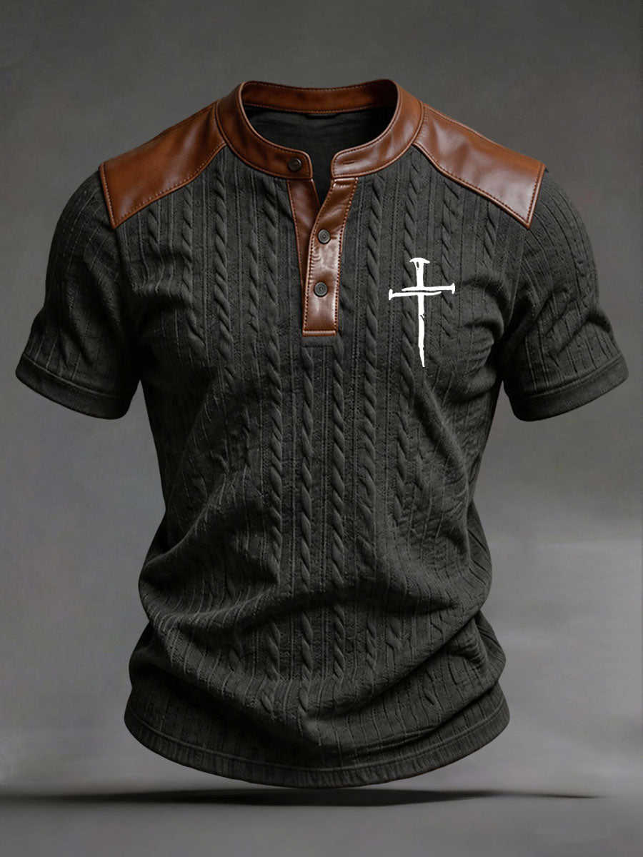 Camiseta casual con estampado cruzado para hombre