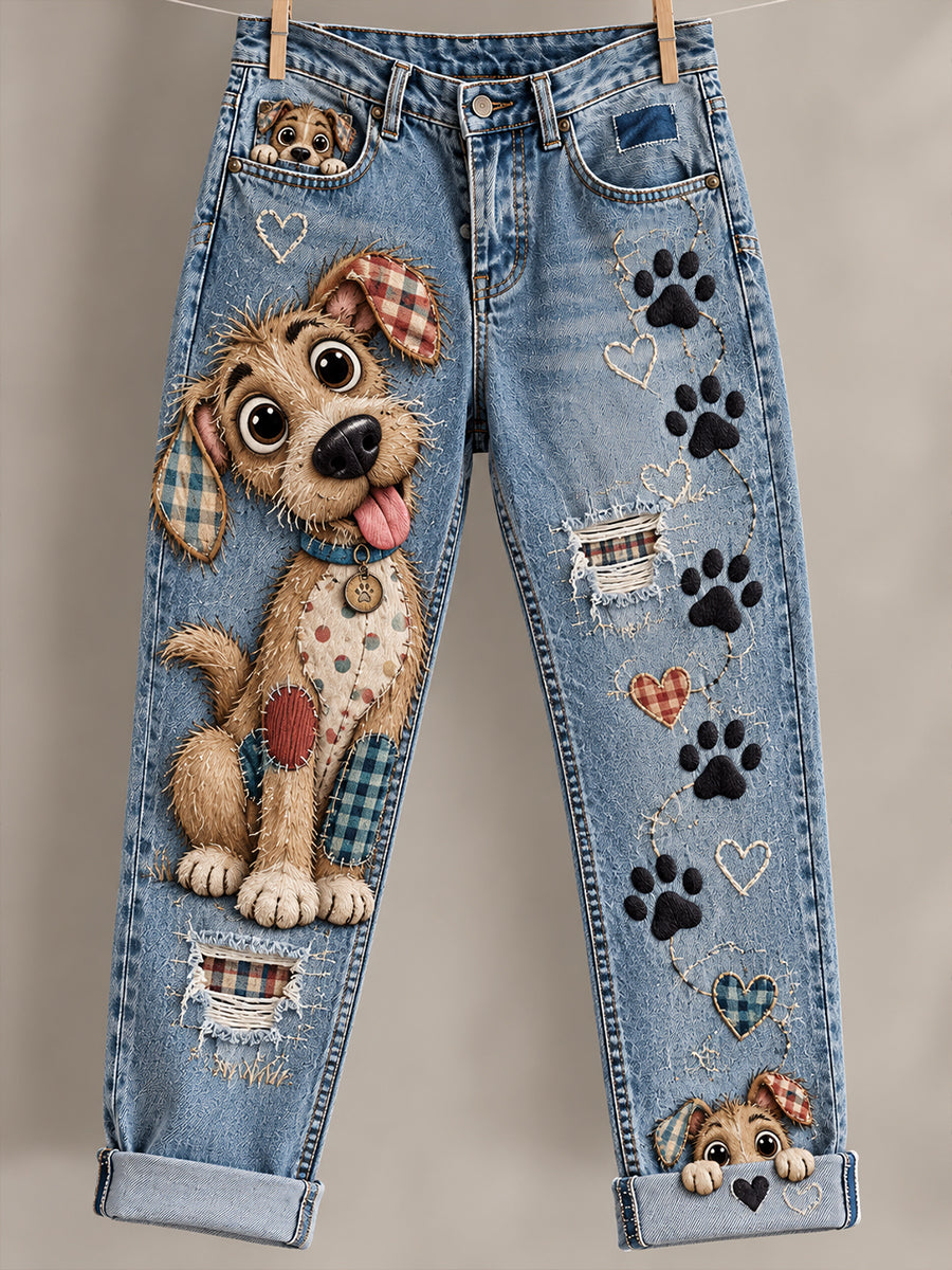Pantalones acampanados con estampado artístico de animales divertidos para mujer