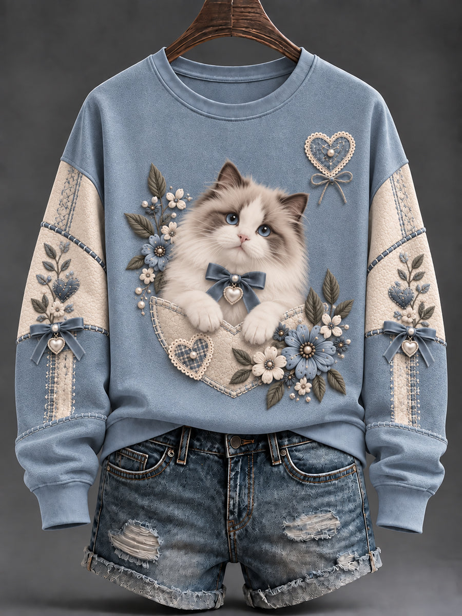 Sudadera con estampado de animales lindos para mujer
