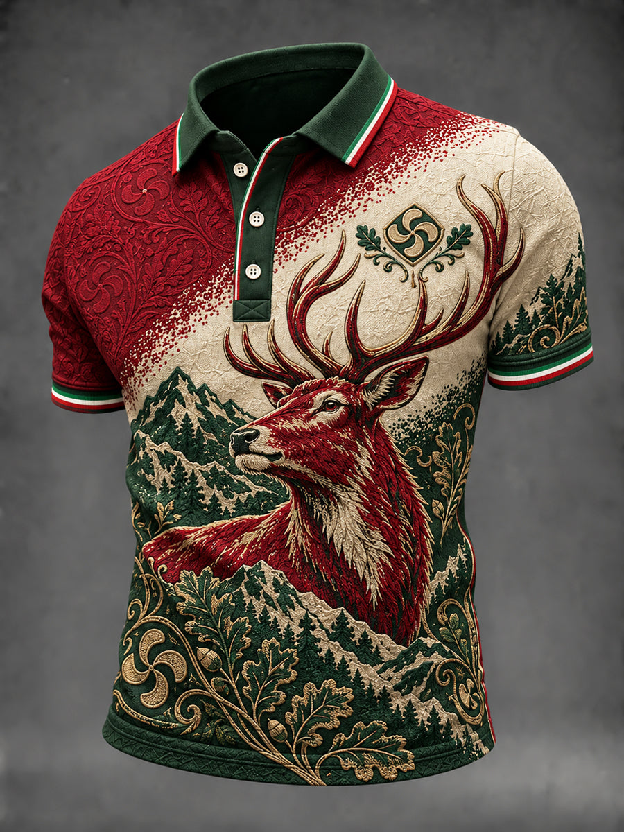 Polo ocasional vasco retro del gradiente de los ciervos rojos