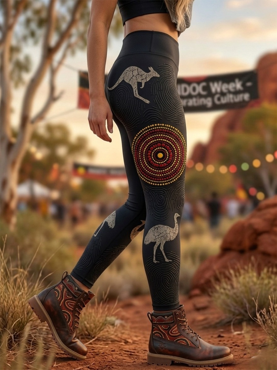 Women's AU Aboriginal Art NAIDOC Week Sports Stretch Leggings