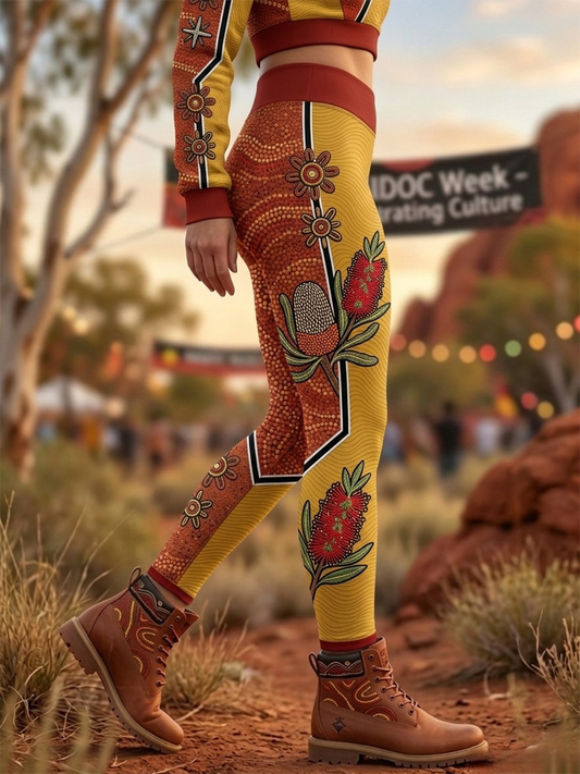 Women's AU Aboriginal Art NAIDOC Week Sports Stretch Leggings