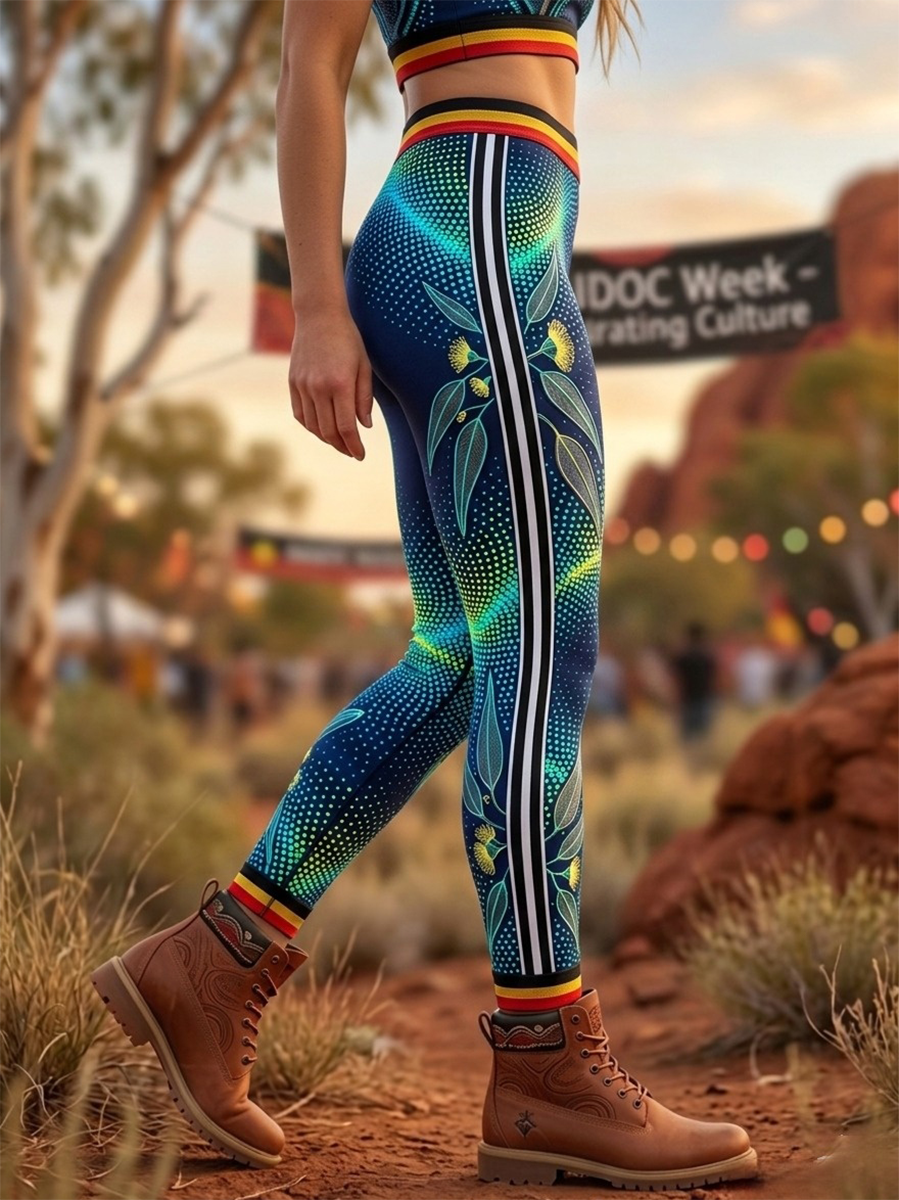 Women's AU Aboriginal Art NAIDOC Week Sports Stretch Leggings