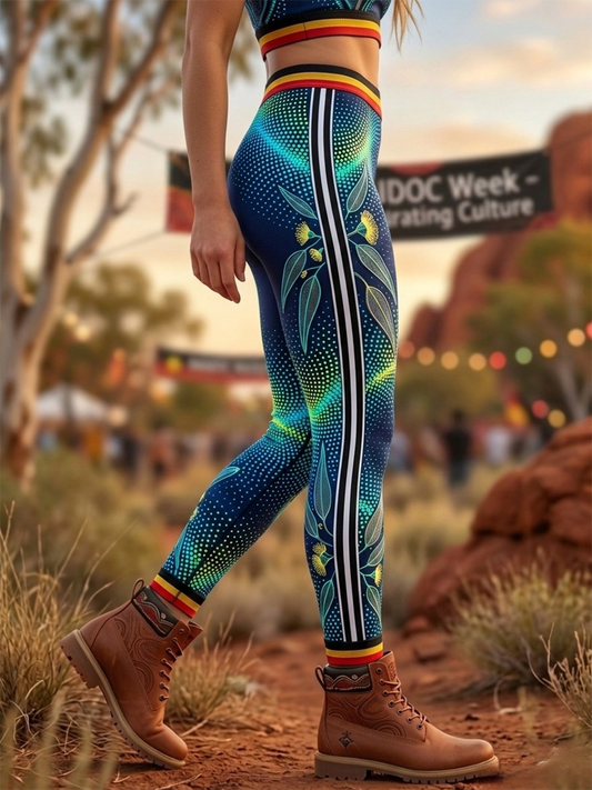 Women's AU Aboriginal Art NAIDOC Week Sports Stretch Leggings
