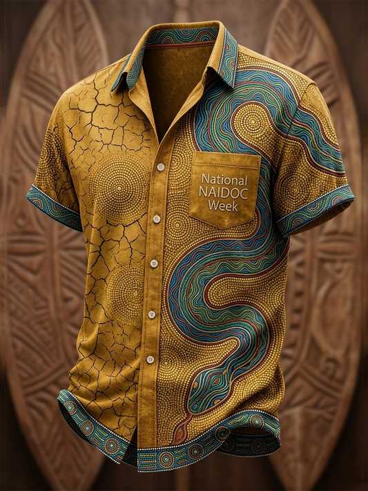 Men's AU Aboriginal Culture Printed Short-Sleeve Shirt