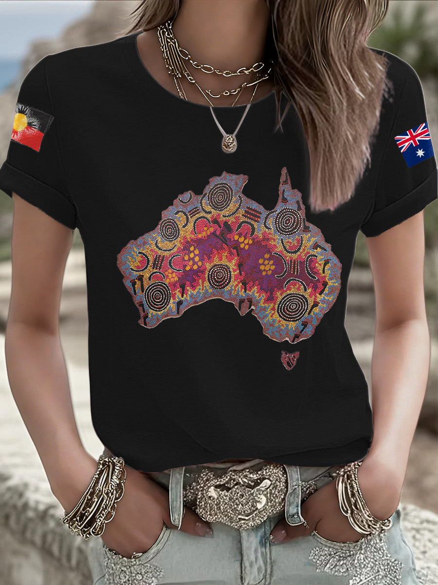 Women's AU Aboriginal Art Printed T-Shirt