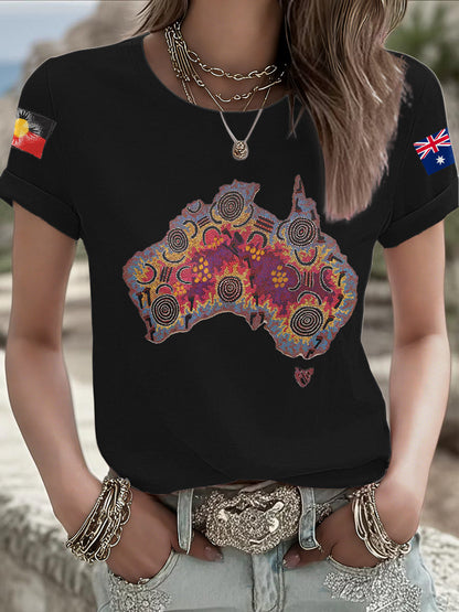 Women's AU Aboriginal Art Printed T-Shirt
