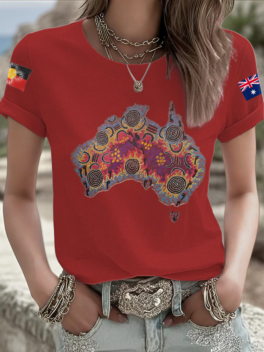 Women's AU Aboriginal Art Printed T-Shirt