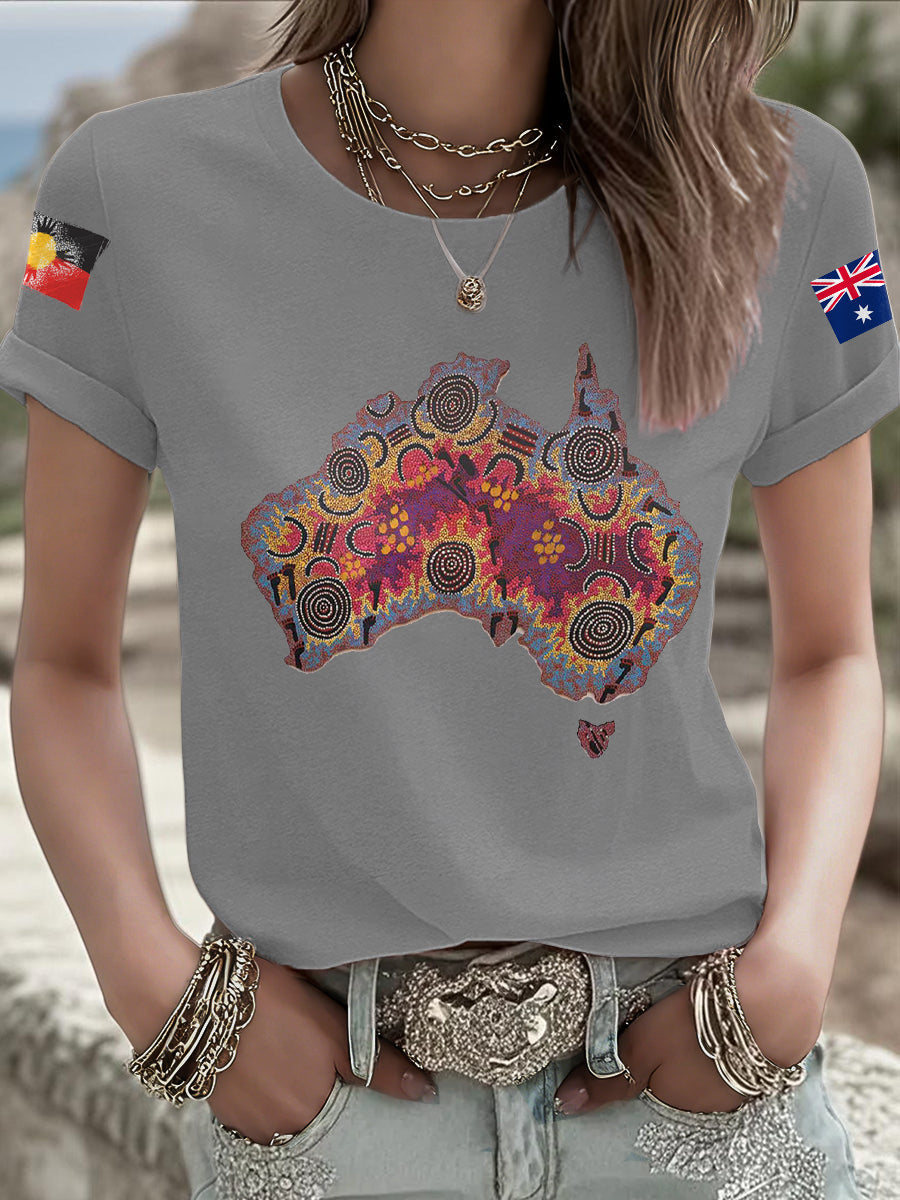 Women's AU Aboriginal Art Printed T-Shirt