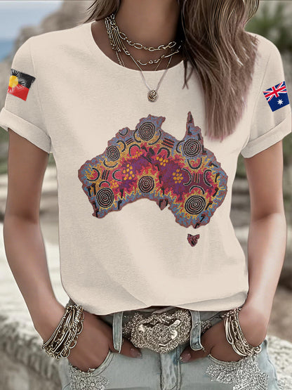 Women's AU Aboriginal Art Printed T-Shirt