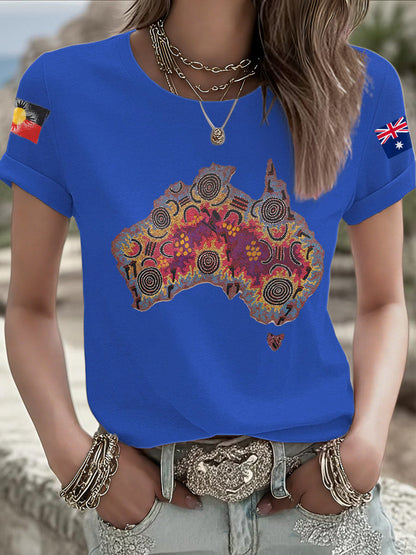 Women's AU Aboriginal Art Printed T-Shirt