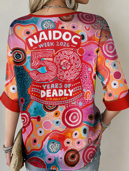 Women's AU 50 Years of Deadly NAIDOC Week Aboriginal Culture Printed Tops