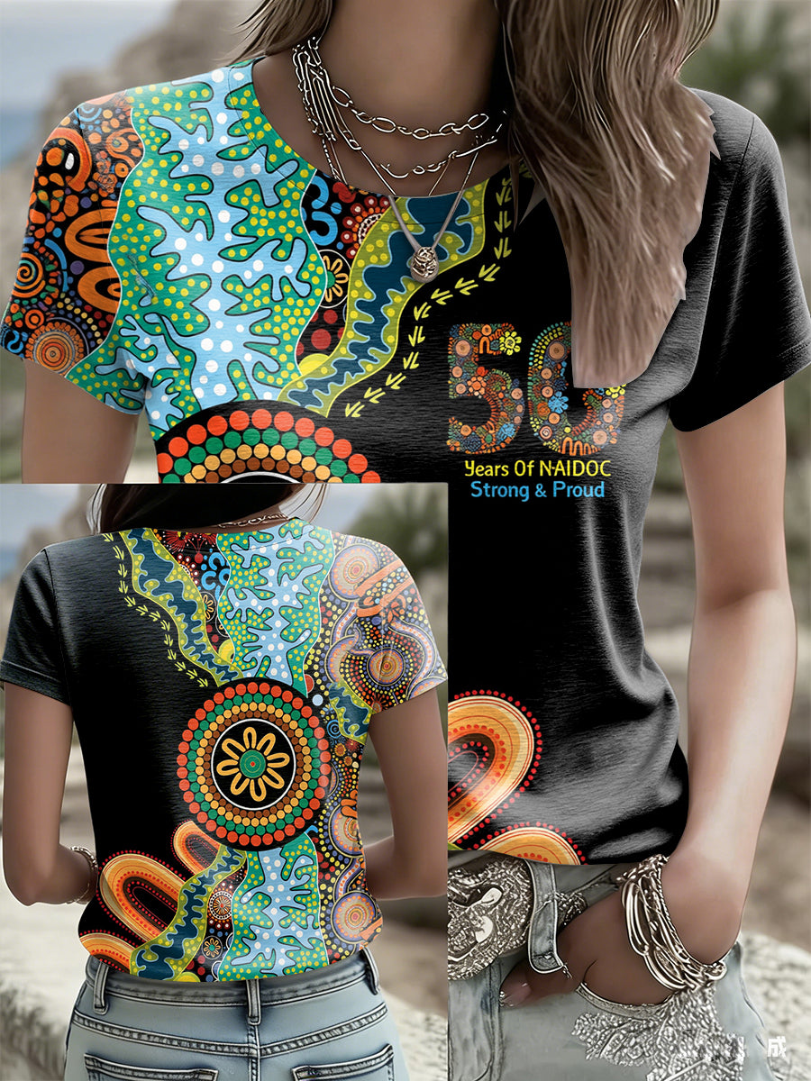 Women's AU Aboriginal Art NAIDOC Week Printed T-Shirt