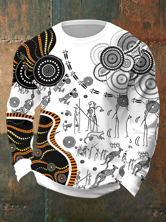 Men's  AU Aboriginal Culture Printed Crew Neck Sweatshirt