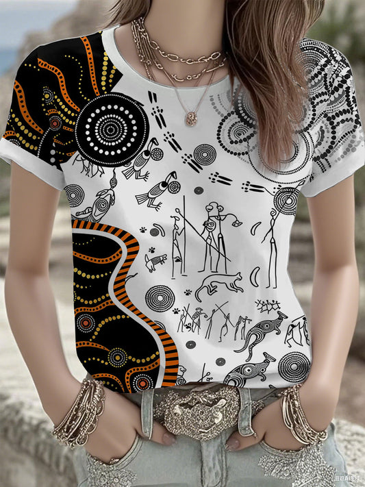 Women's  AU Aboriginal Culture Printed short-sleeved T-shirt