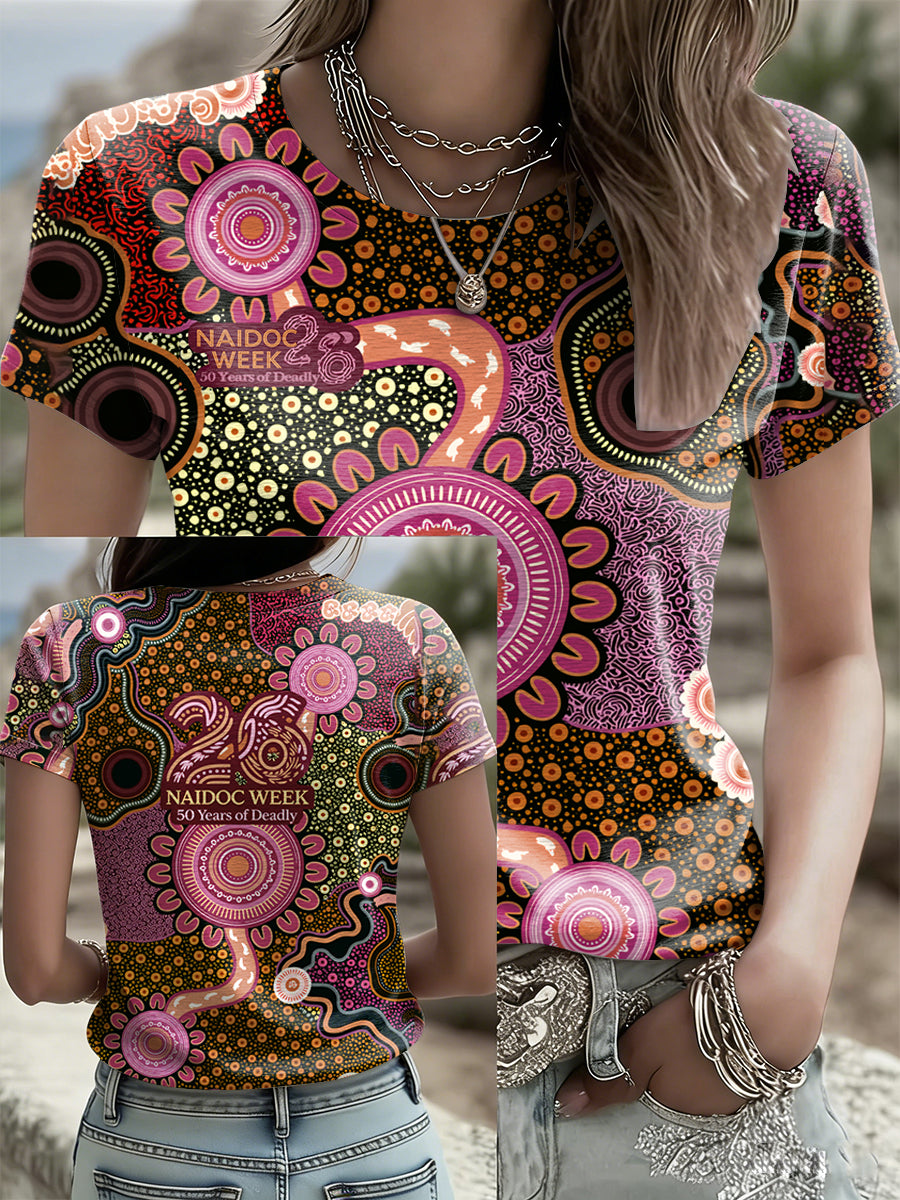 Women's AU Aboriginal Art NAIDOC Week Printed T-Shirt