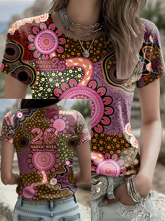 Women's AU Aboriginal Art NAIDOC Week Printed T-Shirt