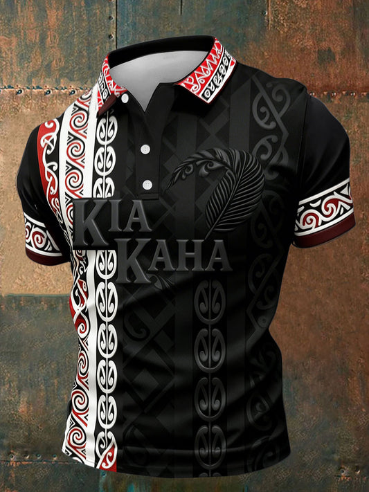 Men's Maori Art NZ Kia Kaha Printed Casual Tops