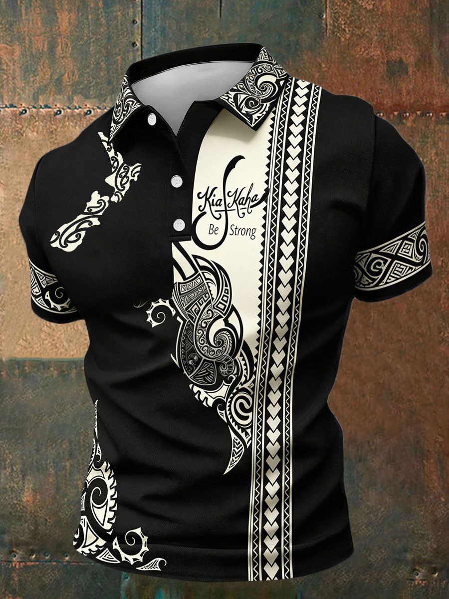 Men's Maori Art NZ Kia Kaha Printed Casual Tops