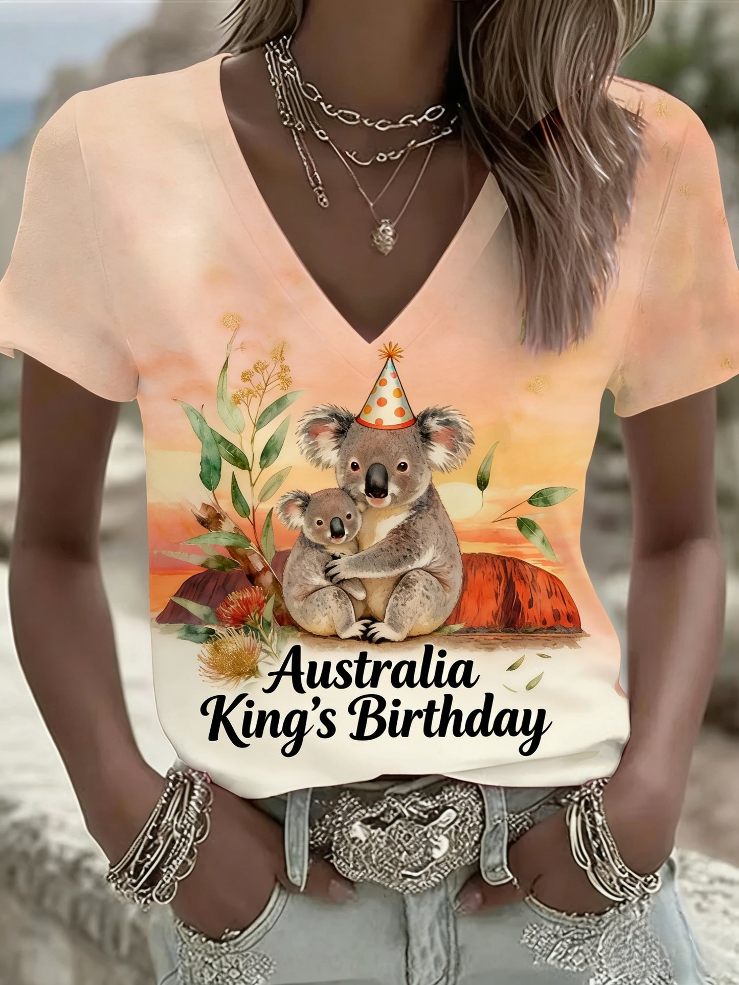 Women's  Vintage Australian King's Birthday Casual Comfortable Short Sleeve T-Shirt