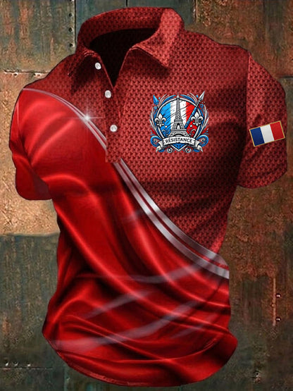 Chemise imprimée France European Victory Day pour homme
