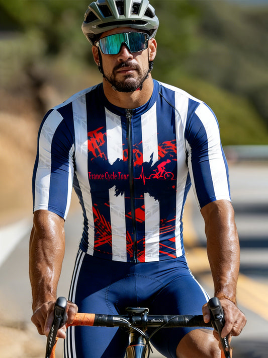 Ensemble cycliste décontracté sportif pour hommes, à rayures, motif Tour de France