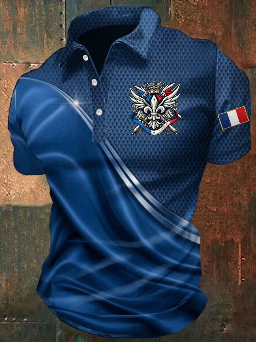 Chemise imprimée pour hommes, Jour de la Victoire européenne en France