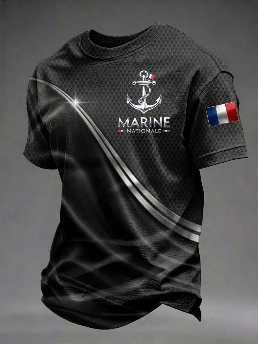 T-shirt à manches courtes Marine nationale pour hommes