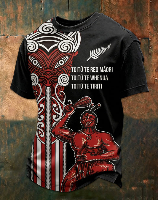 Men's Maori Art NZ Printed Casual Tops