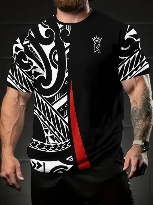 Men's Maori Art NZ Printed Casual Tops