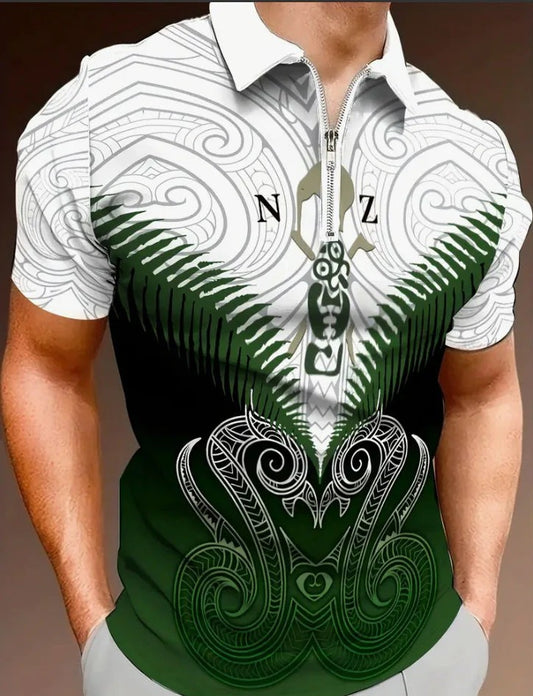 Men's Maori Art NZ Printed Casual Tops