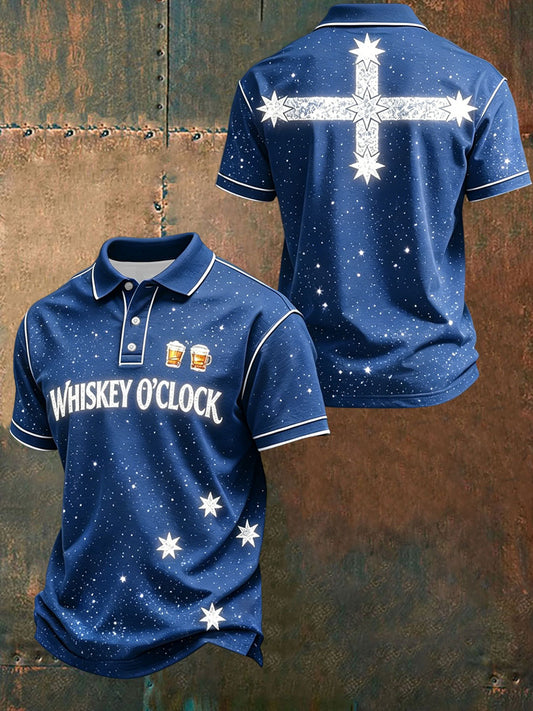 Men's AU Whiskey O'clock Printed Casual Tops