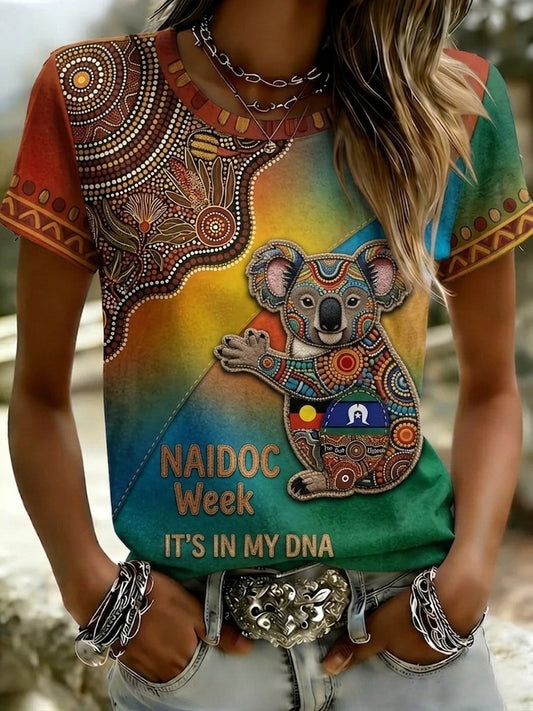 Women's AU Aboriginal Culture IT'S IN MY DNA Printed T-Shirt