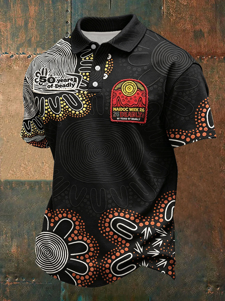 Men's Naidoc Week Aboriginal Spirit Art Printed Casual Tops