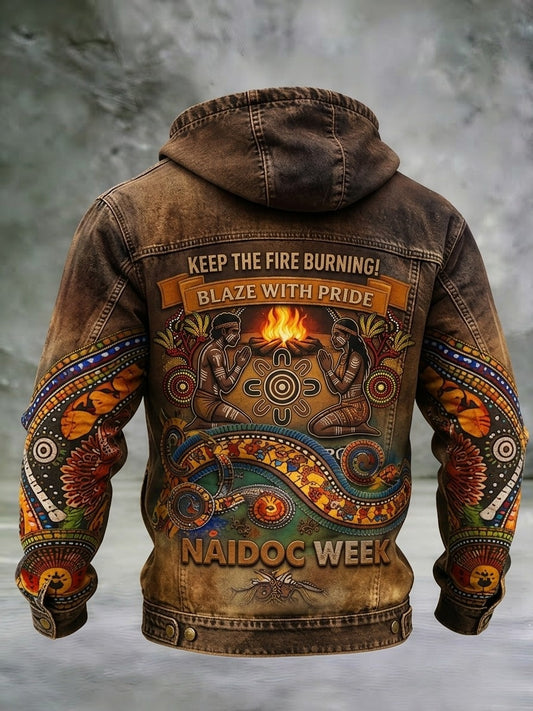 Men's AU Aboriginal Culture Printed Casual Long-Sleeve Hooded Sweatshirt