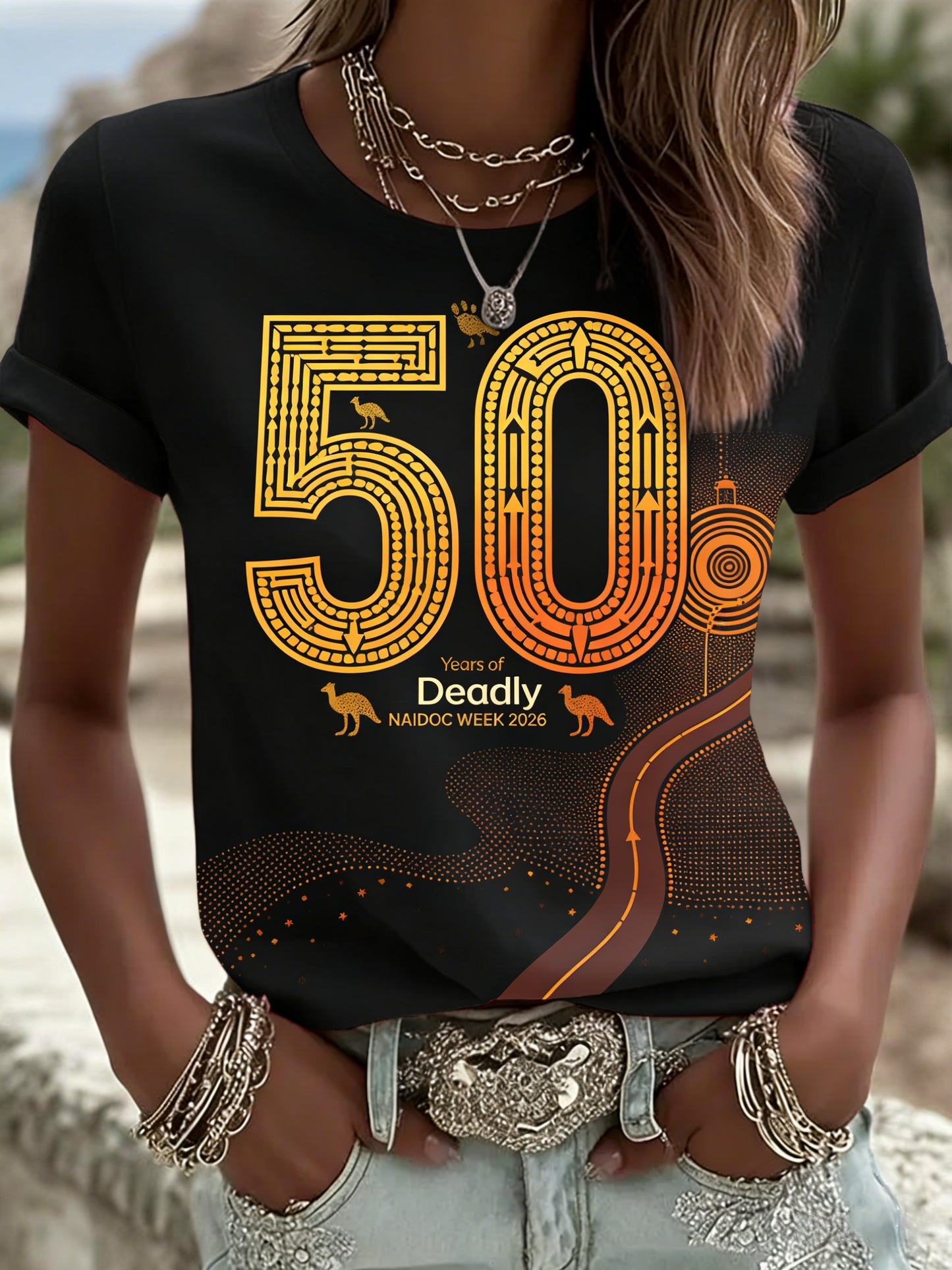 Women's AU Aboriginal Art NAIDOC Week Printed T-Shirt