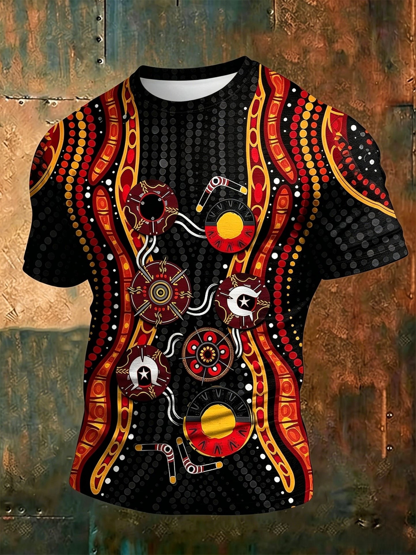 Men's AU Aboriginal Culture Printed Casual Tops