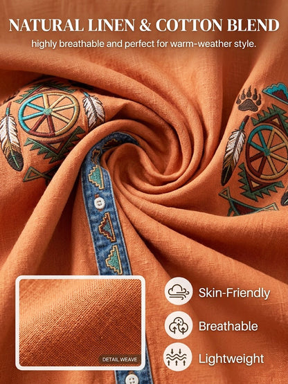 Men's Vintage Native American Bear Paw Totem Art Casual Shirt