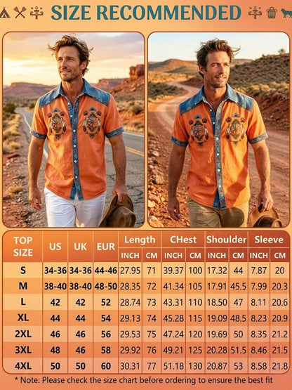 Men's Vintage Native American Bear Paw Totem Art Casual Shirt