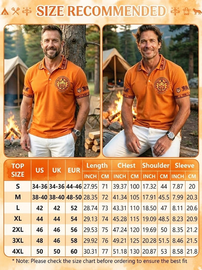 Men's Vintage Native American Animal Totem Emblem Casual Polo Shirt