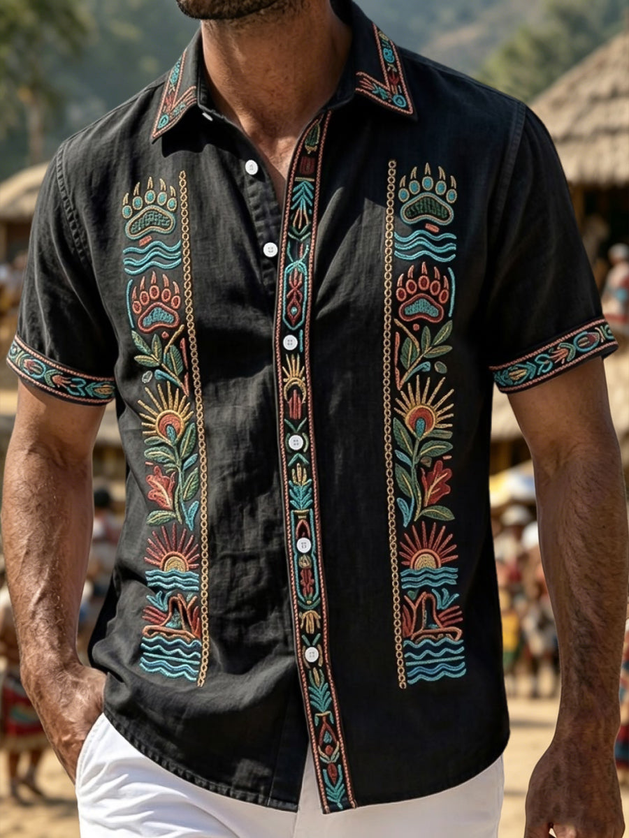 Men's Vintage Indigenous Totem Casual Shirt