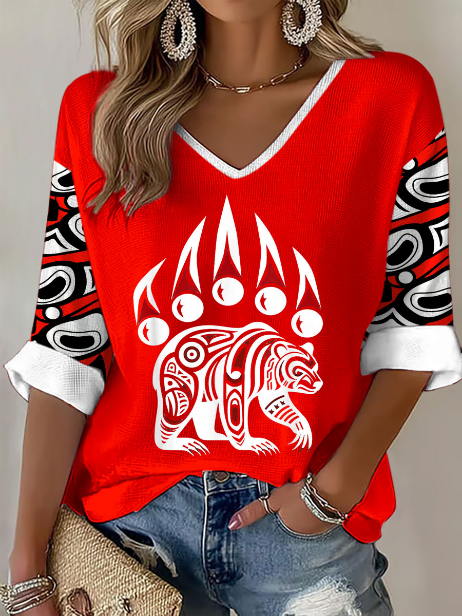 Women's Indigenous Totem Art Casual T-shirt