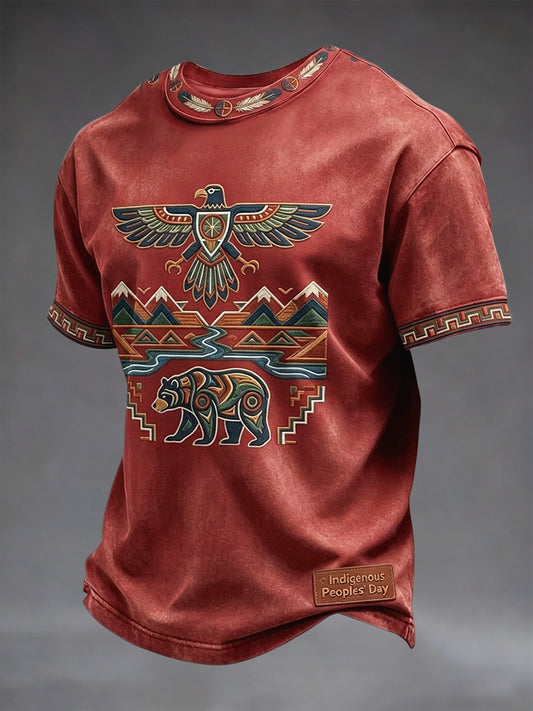 Vintage Indigenous Eagle Totem Casual T-Shirt